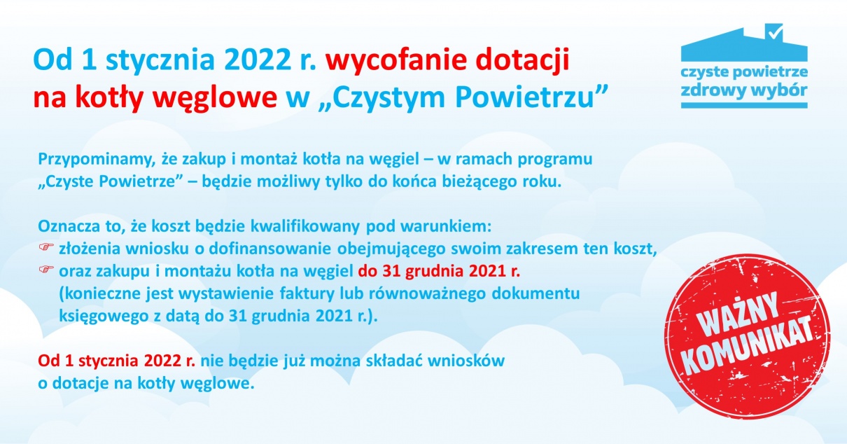 Zdjęcie wycofania dotacji na węgiel