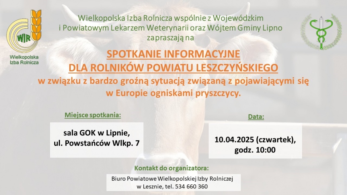 Zdjęcie spotkania rolników w Lipnie dotyczącego zagrożenia pryszczycą 